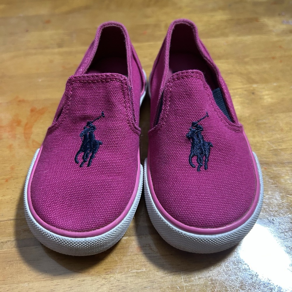 Ralph Lauren Girls Pink Canvas Slip-On Sneakers (Size US 7.5 Toddler)